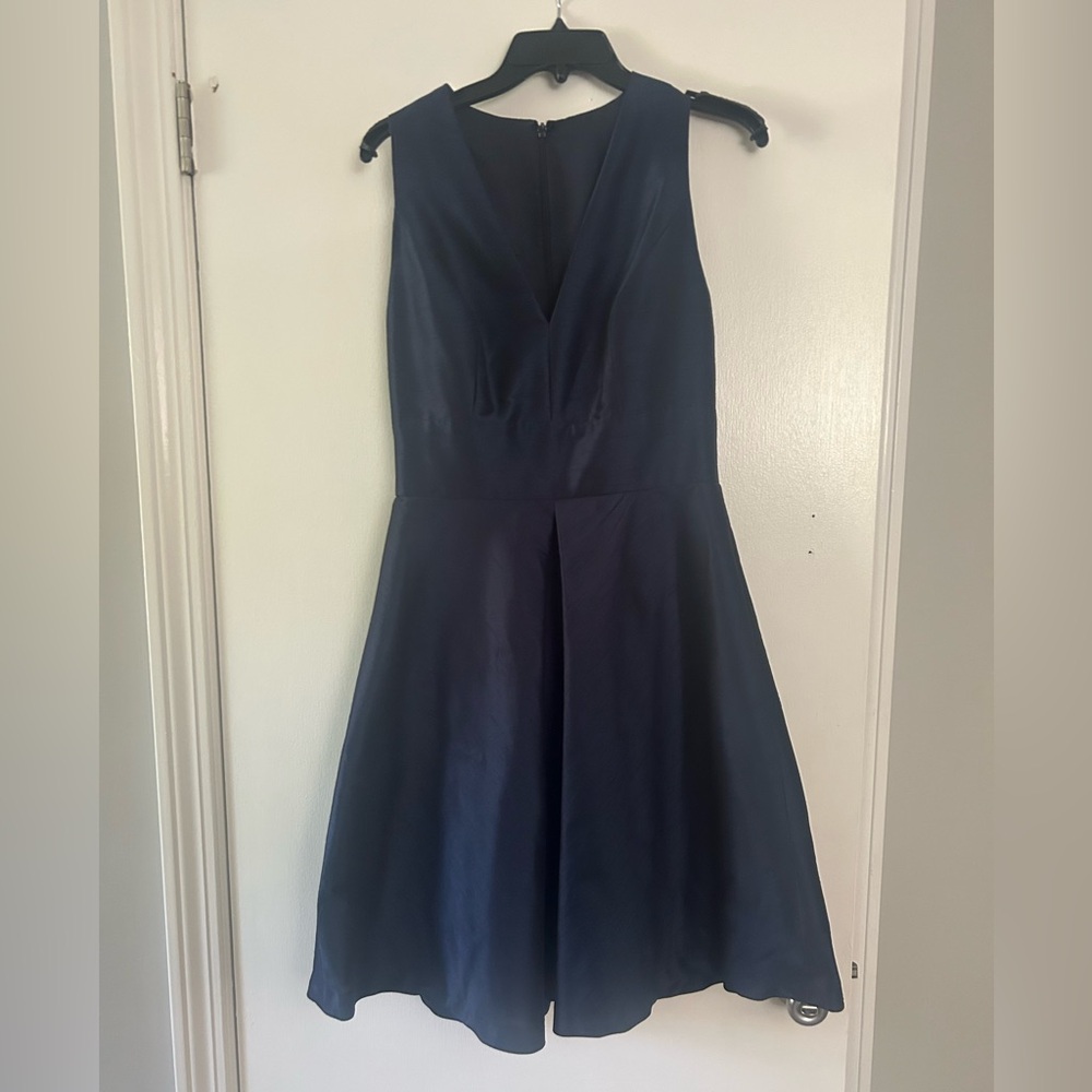Alfred Sung Midnight Satin V neck Mini dress